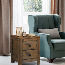 Load image into Gallery viewer, Wood 2 Storage Sliding Drawers End Nightstand-Oak