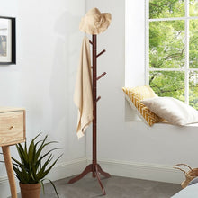 Load image into Gallery viewer, Adjustable Wooden Tree Coat Rack with 8 Hooks-Brown