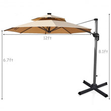 Load image into Gallery viewer, 12ft 360? Rotation Aluminum Solar LED Patio Cantilever Umbrella-Beige