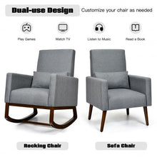 Load image into Gallery viewer, 2-in-1 Fabric Upholstered Rocking Chair with Pillow-Gray