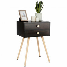 Load image into Gallery viewer, Mid Century Modern 2 Drawers Nightstand in Natural-Coffee