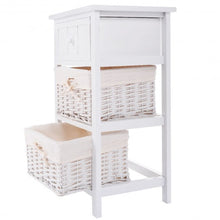 Load image into Gallery viewer, White Nightstand End Table with 2 Baskets