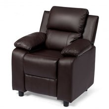 Load image into Gallery viewer, Deluxe Kids Armchair Recliner Headrest Sofa w/ Storage Arms-Brown