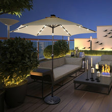 Load image into Gallery viewer, 9' Solar LED Lighted Patio Market Umbrella Tilt Adjustment Crank Lift -Beige