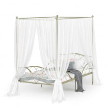 Load image into Gallery viewer, Twin Size Metal Canopy Bed Frame 4 Poster Steel Slats Headboard Footboard-Golden