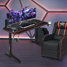 Load image into Gallery viewer, 55" T-Shaped Gaming Desk with Full Desk Mouse Pad and Gaming Handle Rack