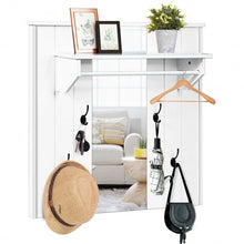 Load image into Gallery viewer, Wall Mounted Mirror Coat Hat Rack Storage Shelf