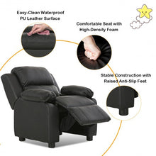 Load image into Gallery viewer, Kids Deluxe Headrest Recliner Sofa Chair with Storage Arms-Black