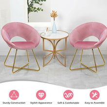 Load image into Gallery viewer, Set of 2 Accent Velvet Chairs Dining Chairs Arm Chair with Golden Legs-Pink