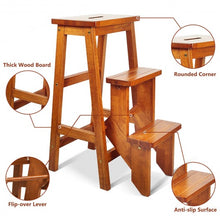 Load image into Gallery viewer, 3 Tier Step Stool 3 in 1 Folding Ladder Bench-Natural