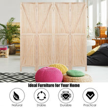 Load image into Gallery viewer, 4 Panels Folding Wooden Room Divider-Natural