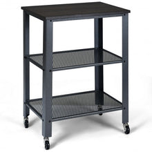 Load image into Gallery viewer, 3-Tier Kitchen Utility Industrial Cart with Storage-Black