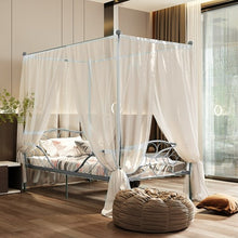 Load image into Gallery viewer, Twin Size Metal Canopy Bed Frame 4 Poster Steel Slats Headboard Footboard-Silver