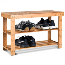 Load image into Gallery viewer, 2-Tier Bamboo Shoe Bench Entryway Storage Racks