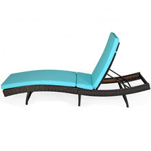 Load image into Gallery viewer, Patio Folding Adjustable Rattan Chaise Lounge Chair with Cushion-Turquoise