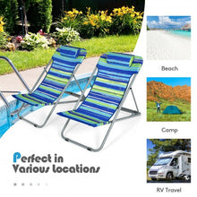 Load image into Gallery viewer, Portable Beach Chair Set of 2 with Headrest -Blue