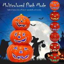 Load image into Gallery viewer, 3-Tier Color-Changing Lighted Ceramic Pumpkin Lantern