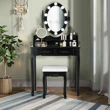 Load image into Gallery viewer, 4 Drawers Vanity Table Dressing Table with Touch Switch-Black