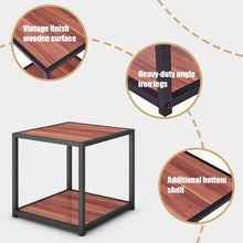 Load image into Gallery viewer, 20" Metal Square Side Table Coffee Stand Bottom with 2-Tier Shelf