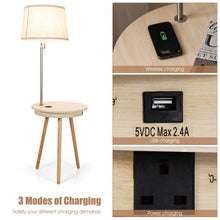 Load image into Gallery viewer, End Table Lamp Bedside Nightstand Lighting with Wireless Charger-Natural