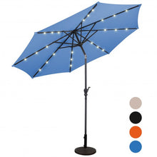 Load image into Gallery viewer, 10 ft Patio Solar Umbrella with Crank and LED Lights-Blue