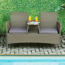Load image into Gallery viewer, 2-Person Patio Rattan Conversation Furniture Set with Coffee Table