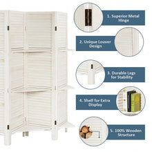 Load image into Gallery viewer, 4 Panel Folding Room Divider Screen with 3 Display Shelves-White