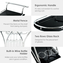 Load image into Gallery viewer, Glass Serving Rolling Bar Cart with Metal Frame
