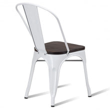 Load image into Gallery viewer, 4 pcs Tolix Style Metal Dining Side Chair Stackable Wood Seat-White