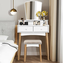Load image into Gallery viewer, Vanity Table Set Dressing Table Cushioned Stool Makeup Table