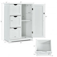 Load image into Gallery viewer, Bathroom Floor Cabinet Side Storage Cabinet with 3 Drawers and 1 Cupboard-White