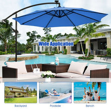 Load image into Gallery viewer, 10 Ft Solar LED Offset Umbrella with 40 Lights and Cross Base for Patio-Blue