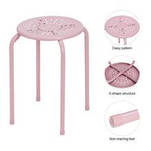 Load image into Gallery viewer, Set of 6 Stackable Backless Round Metal Stool Set-Black