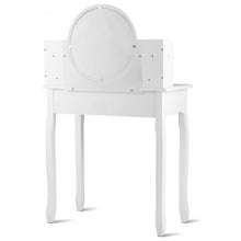 Load image into Gallery viewer, Makeup Vanity Table Set Girls Dressing Table with Drawers Oval Mirror-White