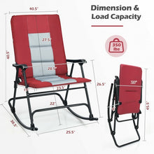 Load image into Gallery viewer, Foldable Rocking Padded Portable Camping Chair with Backrest and Armrest -Red