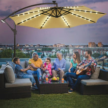 Load image into Gallery viewer, 10 Ft Solar LED Offset Umbrella with 40 Lights and Cross Base for Patio-Tan