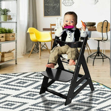Load image into Gallery viewer, Adjustable Height Wooden Baby High Chair with Removeable Tray