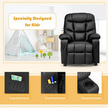 Load image into Gallery viewer, PU Leather Kids Recliner Chair with Cup Holders and Side Pockets-Black