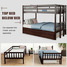 Load image into Gallery viewer, Twin Pull-Out Bunk Bed with Trundle Wooden Ladder-Espresso