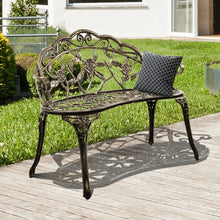 Load image into Gallery viewer, Aluminum Patio Outdoor Garden Bench Chair Loveseat Cast-Bronze
