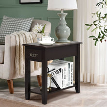Load image into Gallery viewer, 2 Tier End Bedside Sofa Side Table Narrow Nightstand-Espresso
