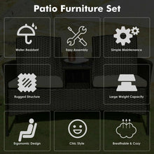 Load image into Gallery viewer, Patio Rattan Conversation Set with Table