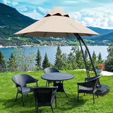 Load image into Gallery viewer, 11 Feet Outdoor Cantilever Hanging Umbrella with Base and Wheels-Tan