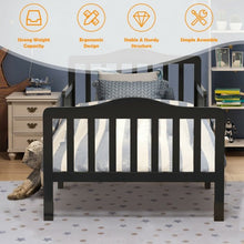 Load image into Gallery viewer, Classic Kids Wood Bed with Guardrails-Black
