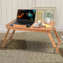Load image into Gallery viewer, Portable Bamboo Laptop Desk Table with Drawer