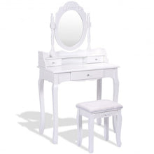 Load image into Gallery viewer, White Vanity Makeup Dressing Table with Mirror + 3 Drawers