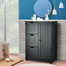 Load image into Gallery viewer, Bathroom Floor Cabinet Side Storage Cabinet with 3 Drawers and 1 Cupboard-Black
