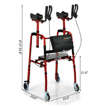 Load image into Gallery viewer, Folding Auxiliary Walker Rollator with Brakes Flip-Up Seat Bag Multifunction-Red
