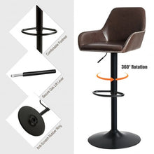 Load image into Gallery viewer, Retro Comfortable Adjustable Swivel Bar Stools with PU Leather Seat and Footrest