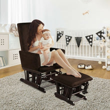 Load image into Gallery viewer, Baby Nursery Relax Rocker Rocking Chair Glider & Ottoman Set-Coffee